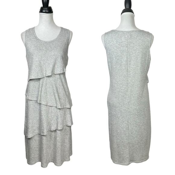 Christopher & Banks NWT Heather Gray Tiered Layered Sleeveless Shift Tank Dress - Picture 1 of 6